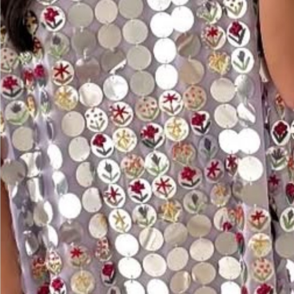 Floral Embellished Silver Dress.